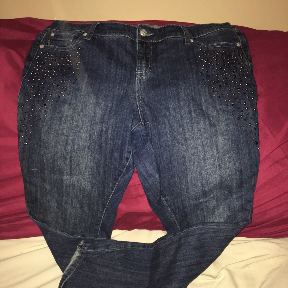 Embellished skinny jeans